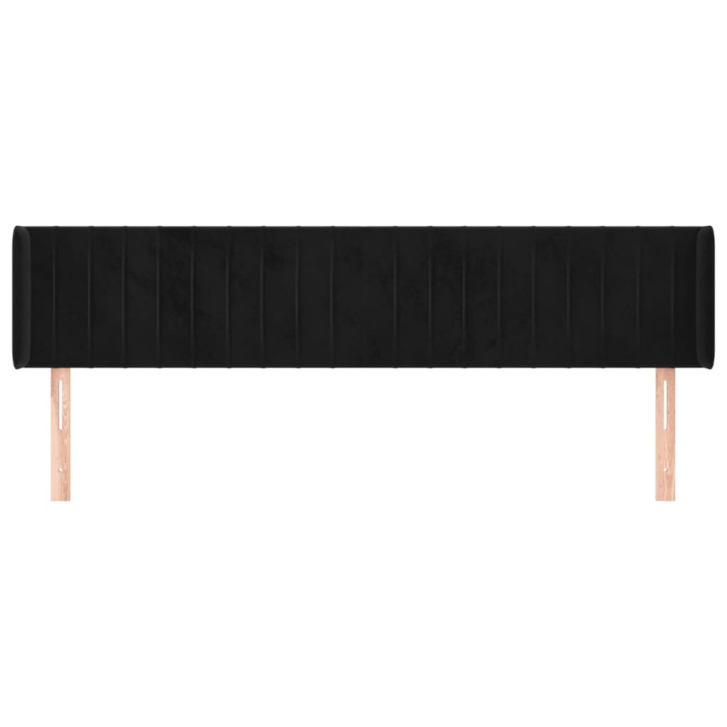 Tête de lit avec oreilles Noir 203x16x78/88 cm Velours - XIOS