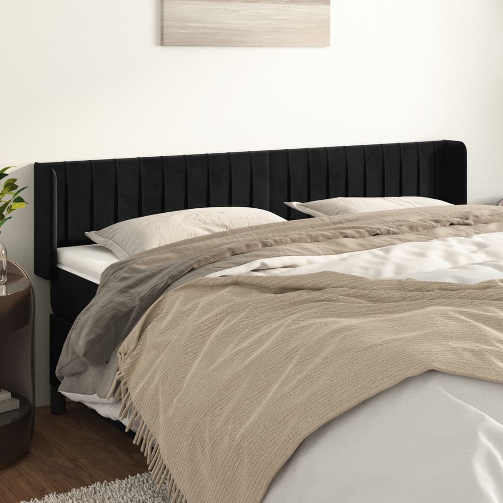 Tête de lit avec oreilles Noir 203x16x78/88 cm Velours - XIOS
