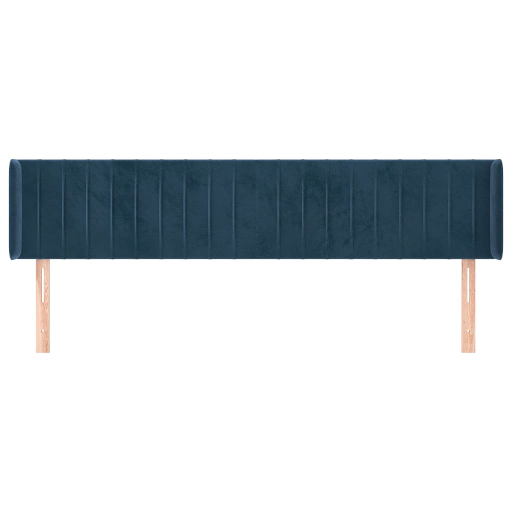 Tête de lit avec oreilles Bleu foncé 203x16x78/88 cm Velours - XIOS