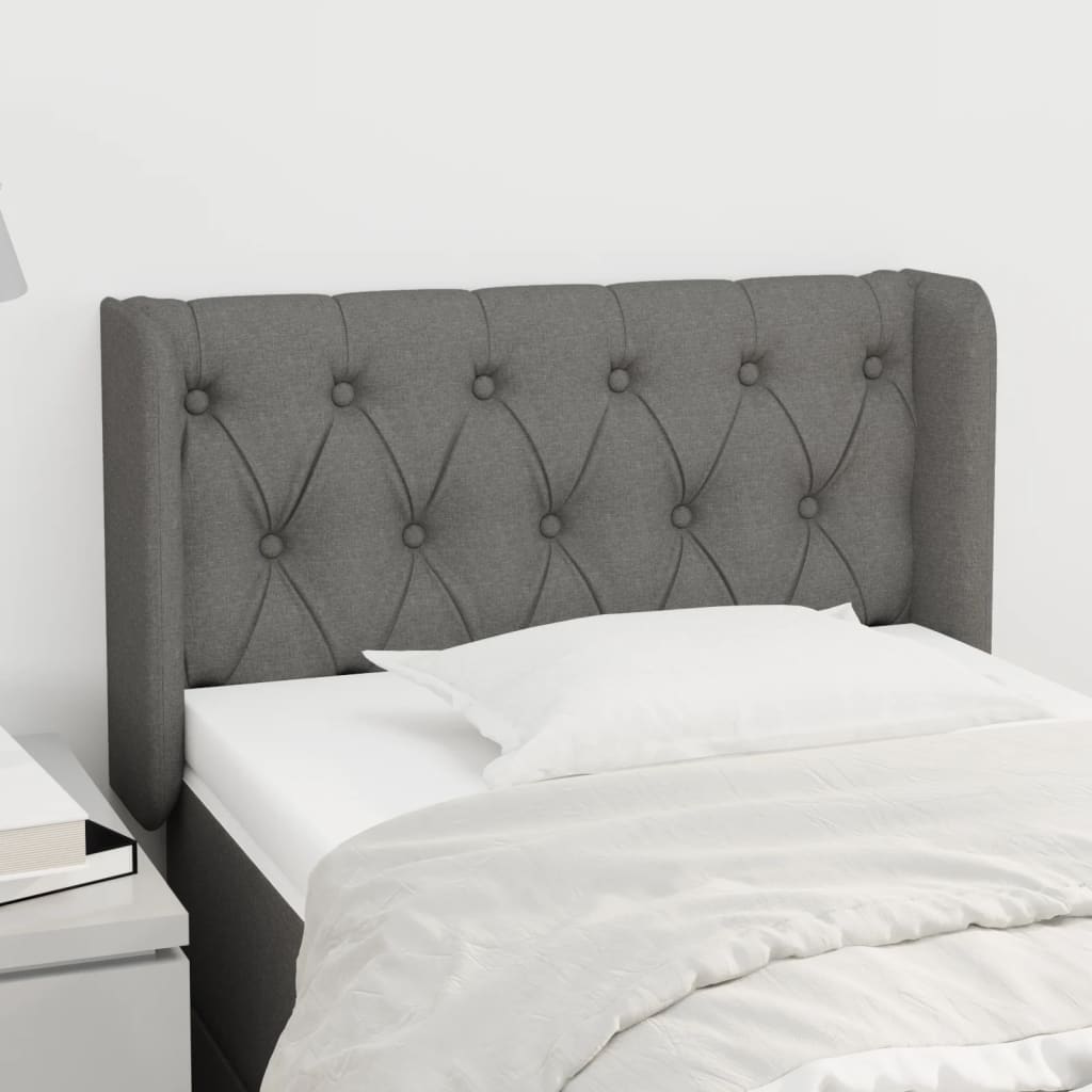 Tête de lit avec oreilles Gris foncé 83x16x78/88 cm Tissu - XIOS