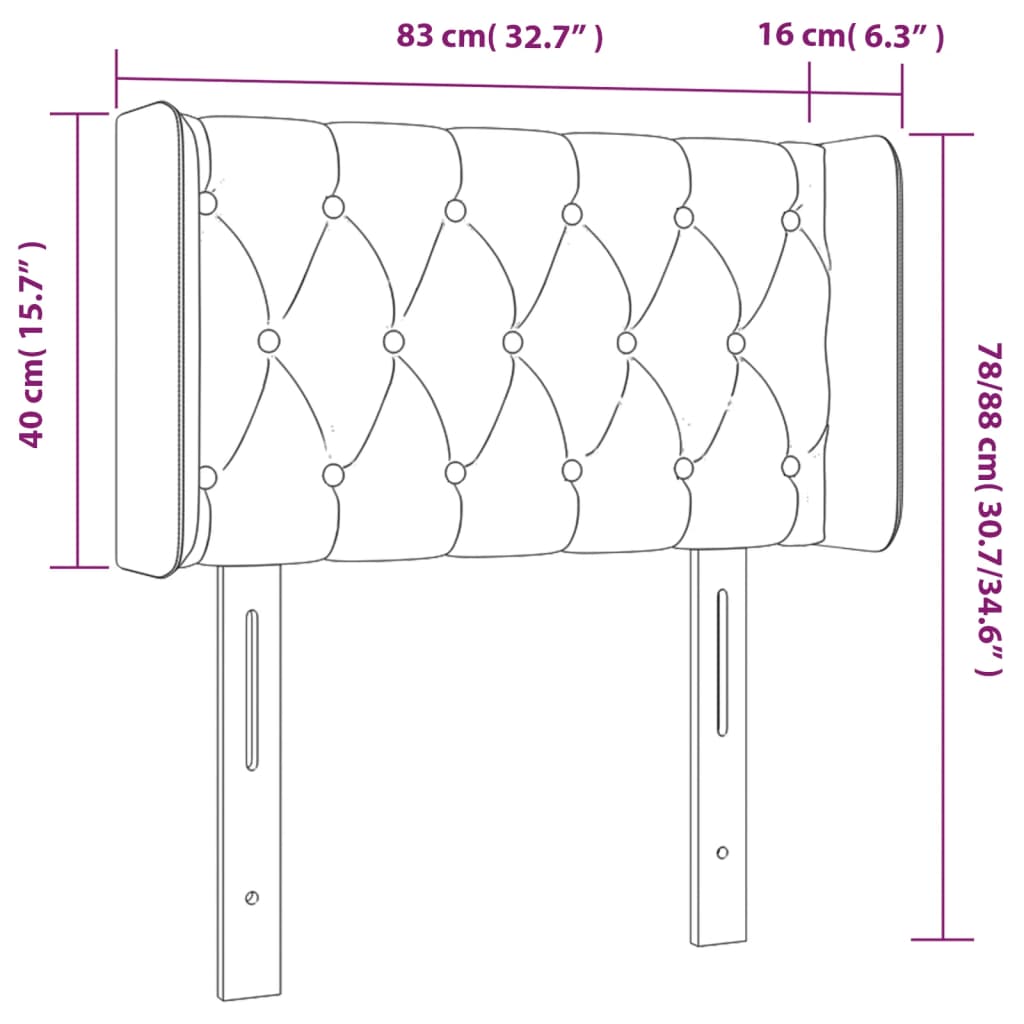Tête de lit avec oreilles Taupe 83x16x78/88 cm Tissu - XIOS
