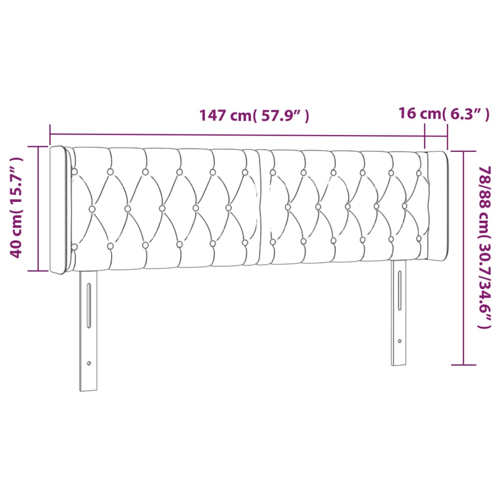 Tête de lit avec oreilles Gris clair 147x16x78/88 cm Tissu - XIOS