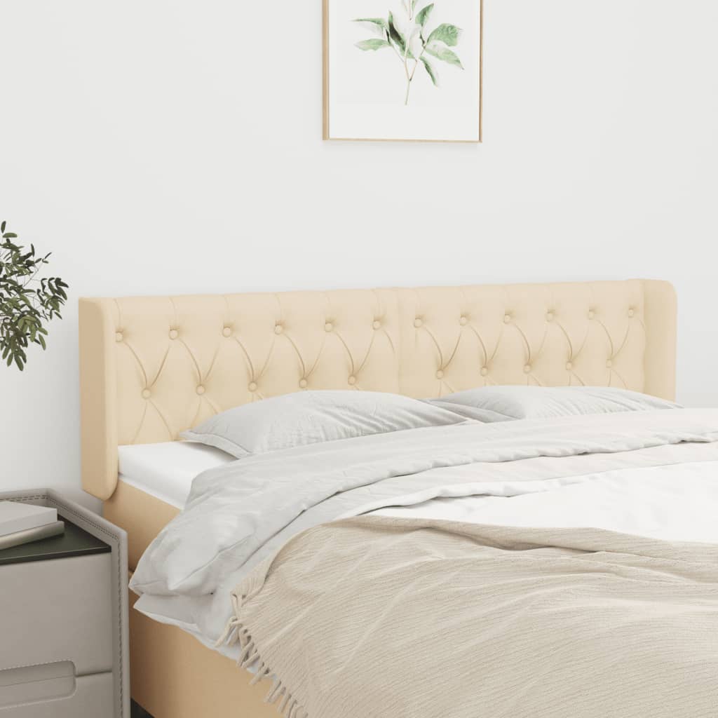 Tête de lit avec oreilles Crème 147x16x78/88 cm Tissu - XIOS