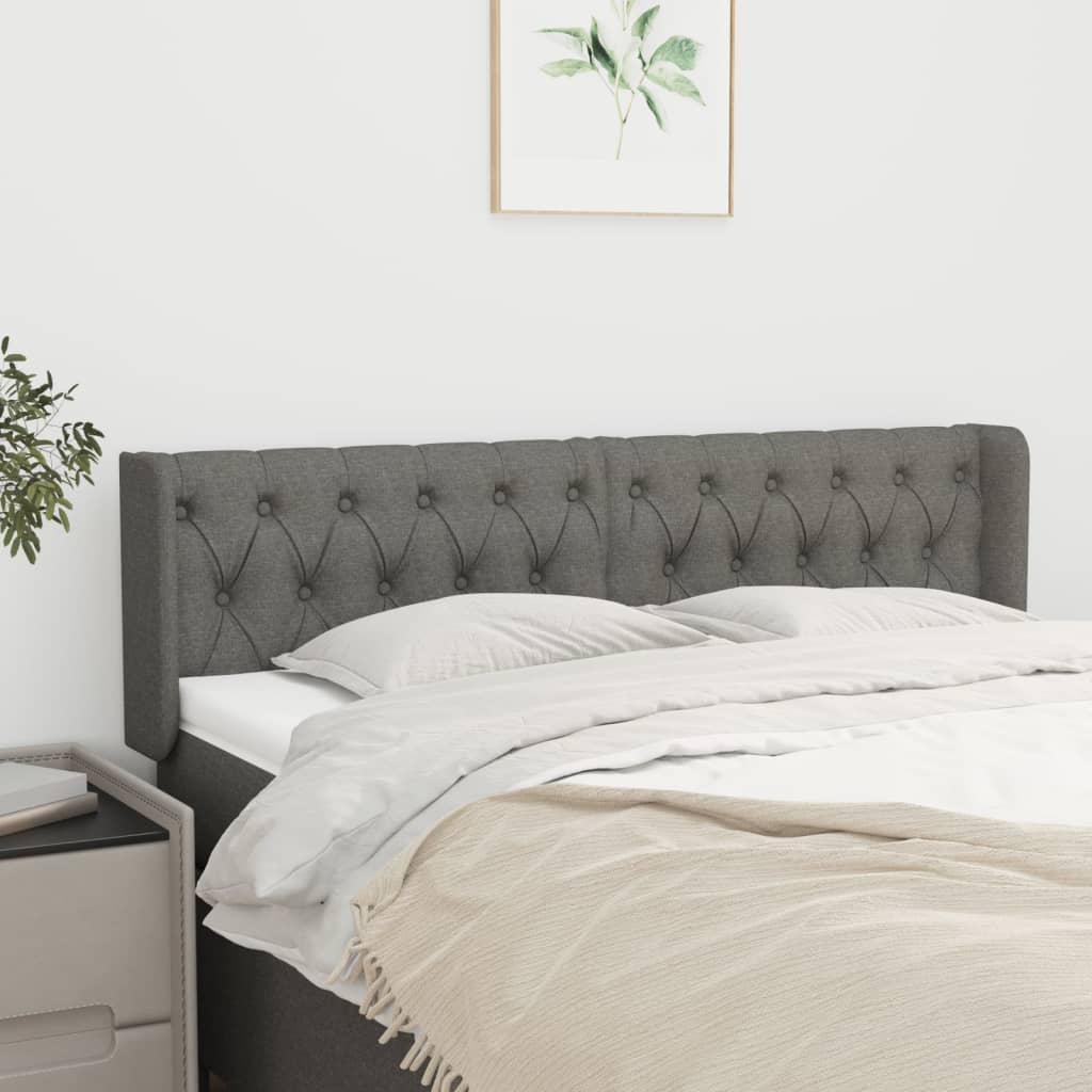 Tête de lit avec oreilles Gris foncé 163x16x78/88 cm Tissu - XIOS