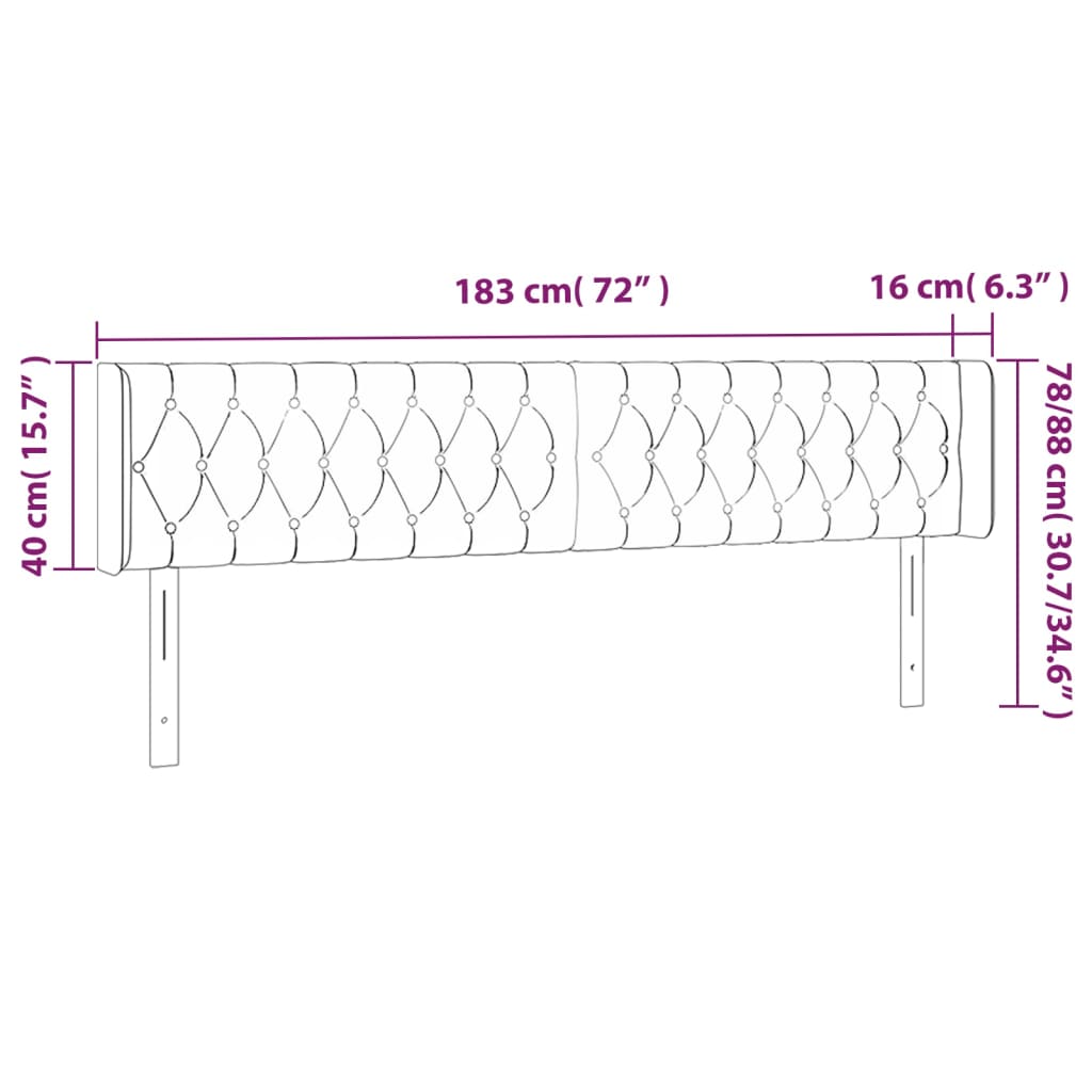 Tête de lit avec oreilles Crème 183x16x78/88 cm Tissu - XIOS