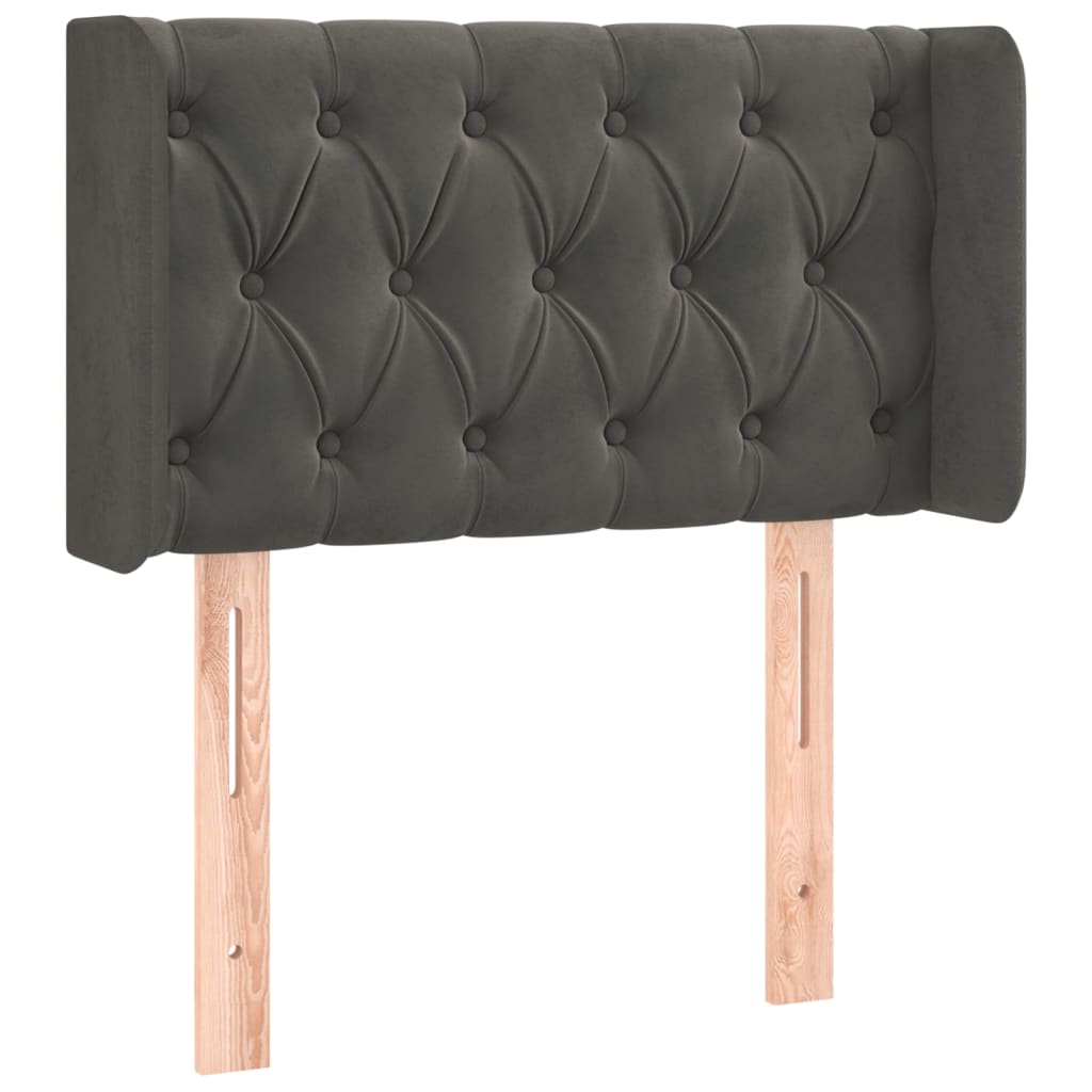 Tête de lit avec oreilles Gris foncé 83x16x78/88 cm Velours - XIOS