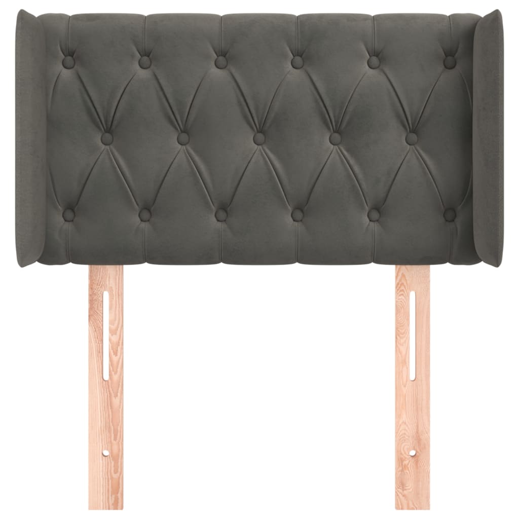 Tête de lit avec oreilles Gris foncé 83x16x78/88 cm Velours - XIOS