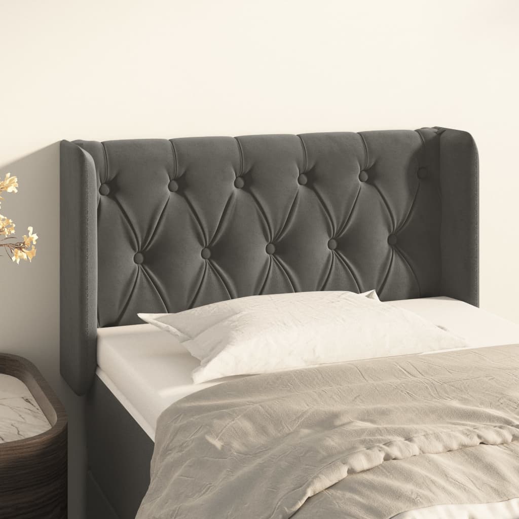 Tête de lit avec oreilles Gris foncé 83x16x78/88 cm Velours - XIOS