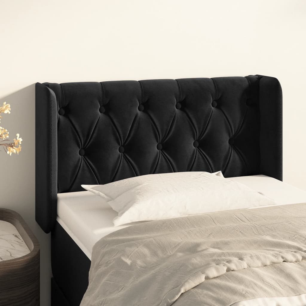 Tête de lit avec oreilles Noir 83x16x78/88 cm Velours - XIOS