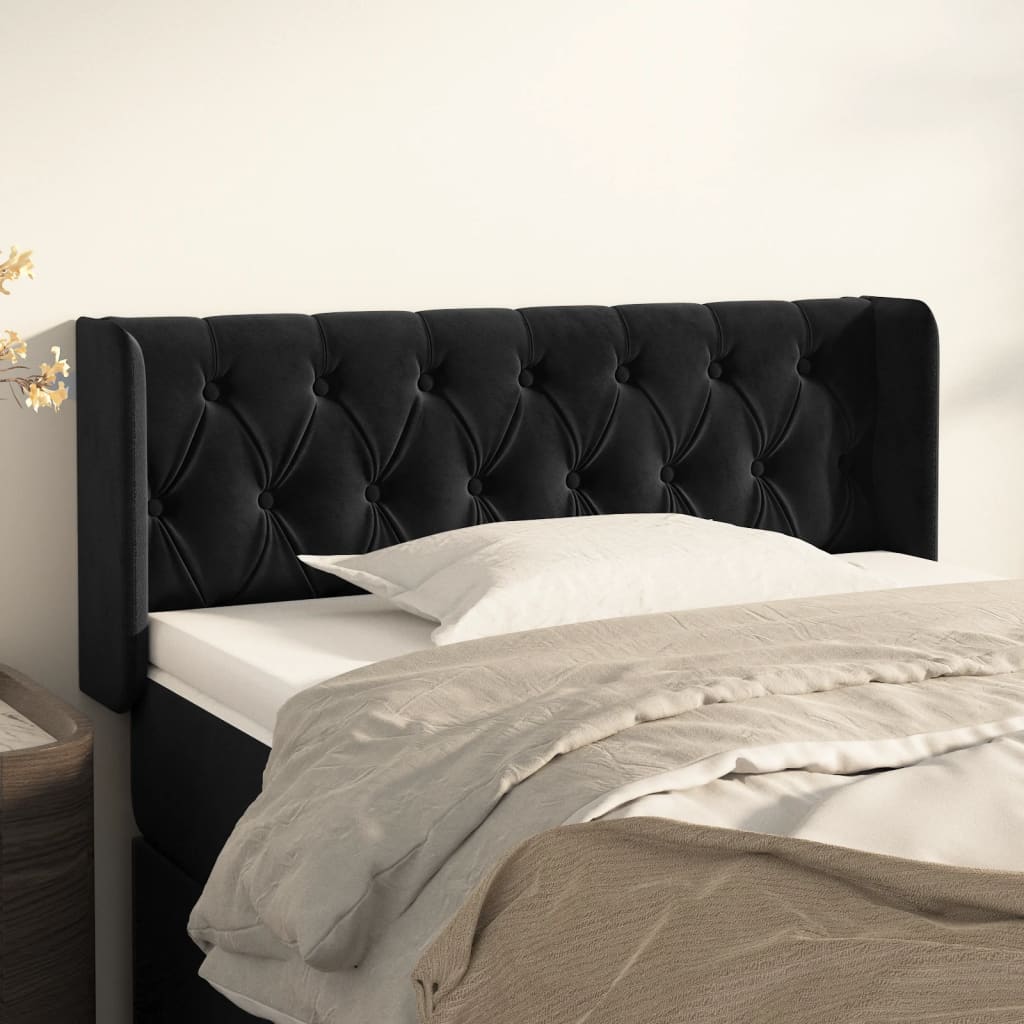 Tête de lit avec oreilles Noir 93x16x78/88 cm Velours - XIOS