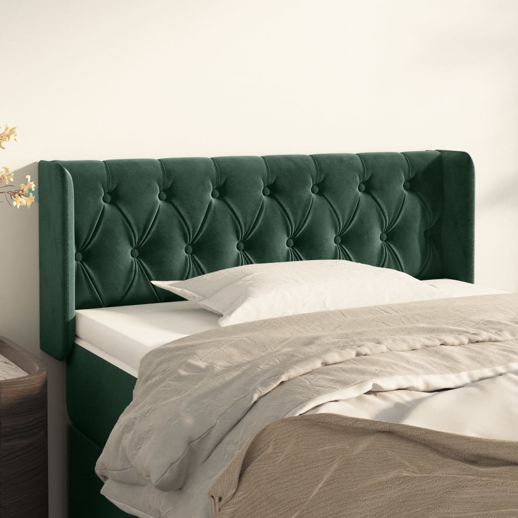 Tête de lit avec oreilles Vert foncé 93x16x78/88 cm Velours - XIOS