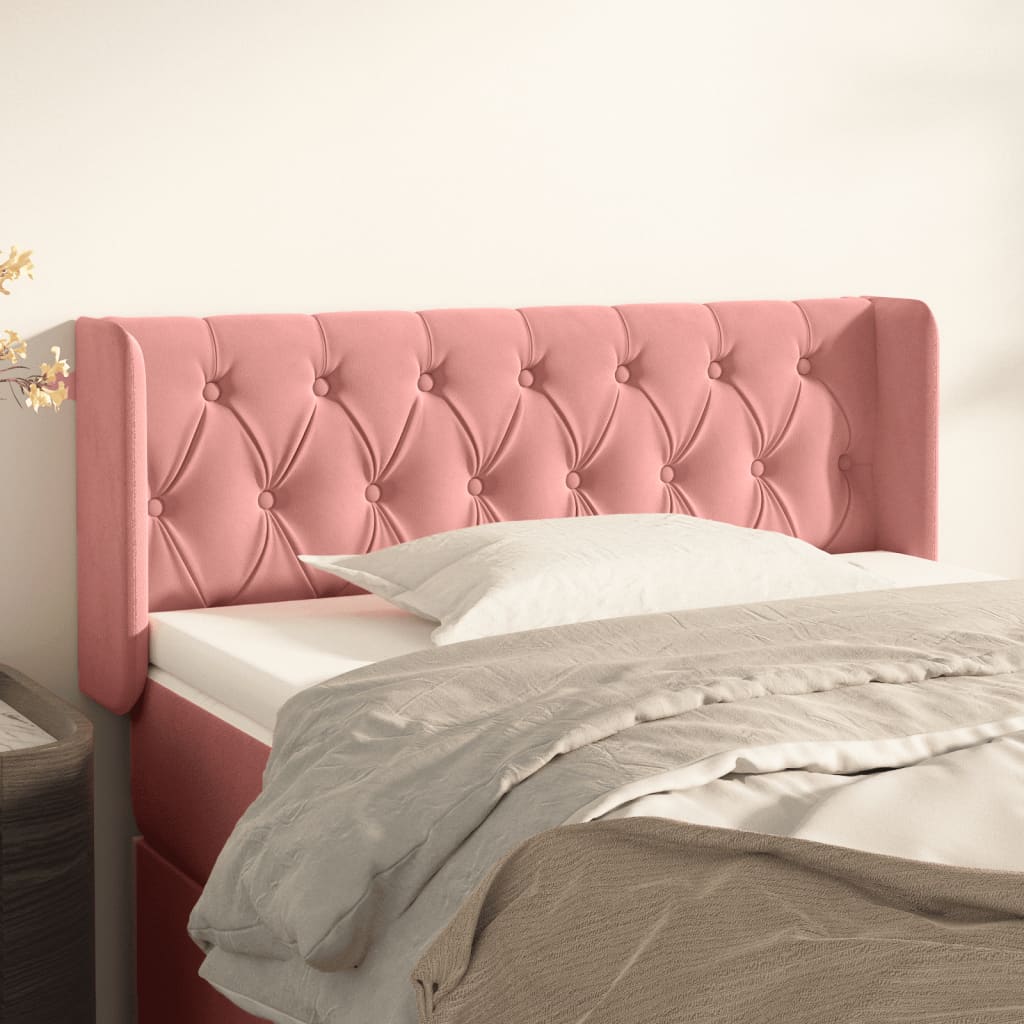 Tête de lit avec oreilles Rose 93x16x78/88 cm Velours - XIOS
