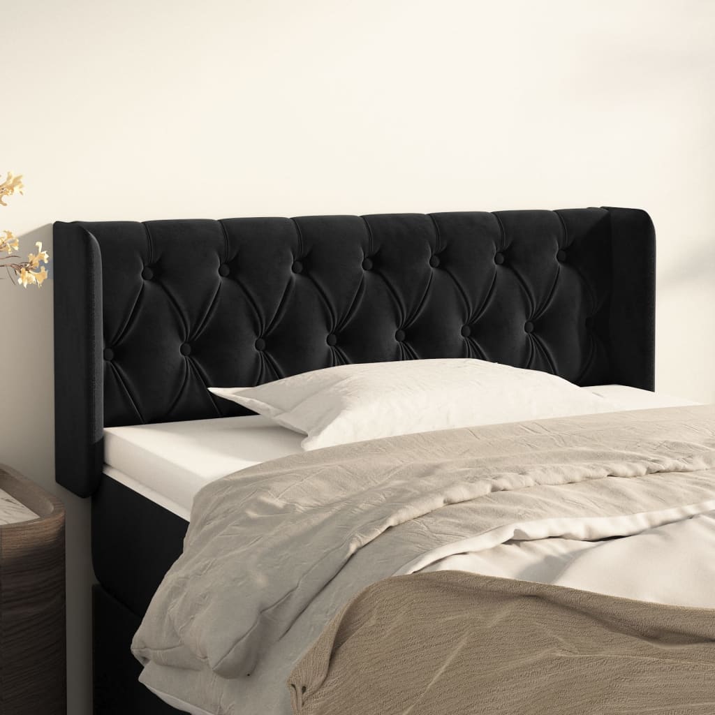 Tête de lit avec oreilles Noir 103x16x78/88 cm Velours - XIOS
