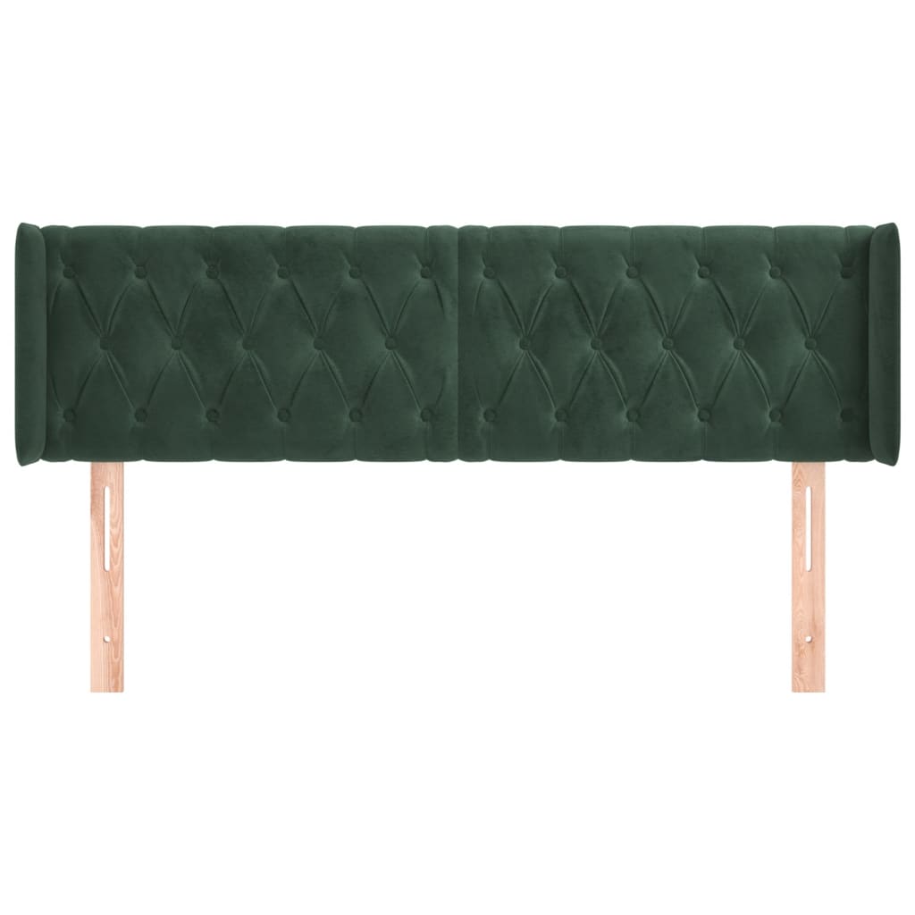 Tête de lit avec oreilles Vert foncé 147x16x78/88 cm Velours - XIOS