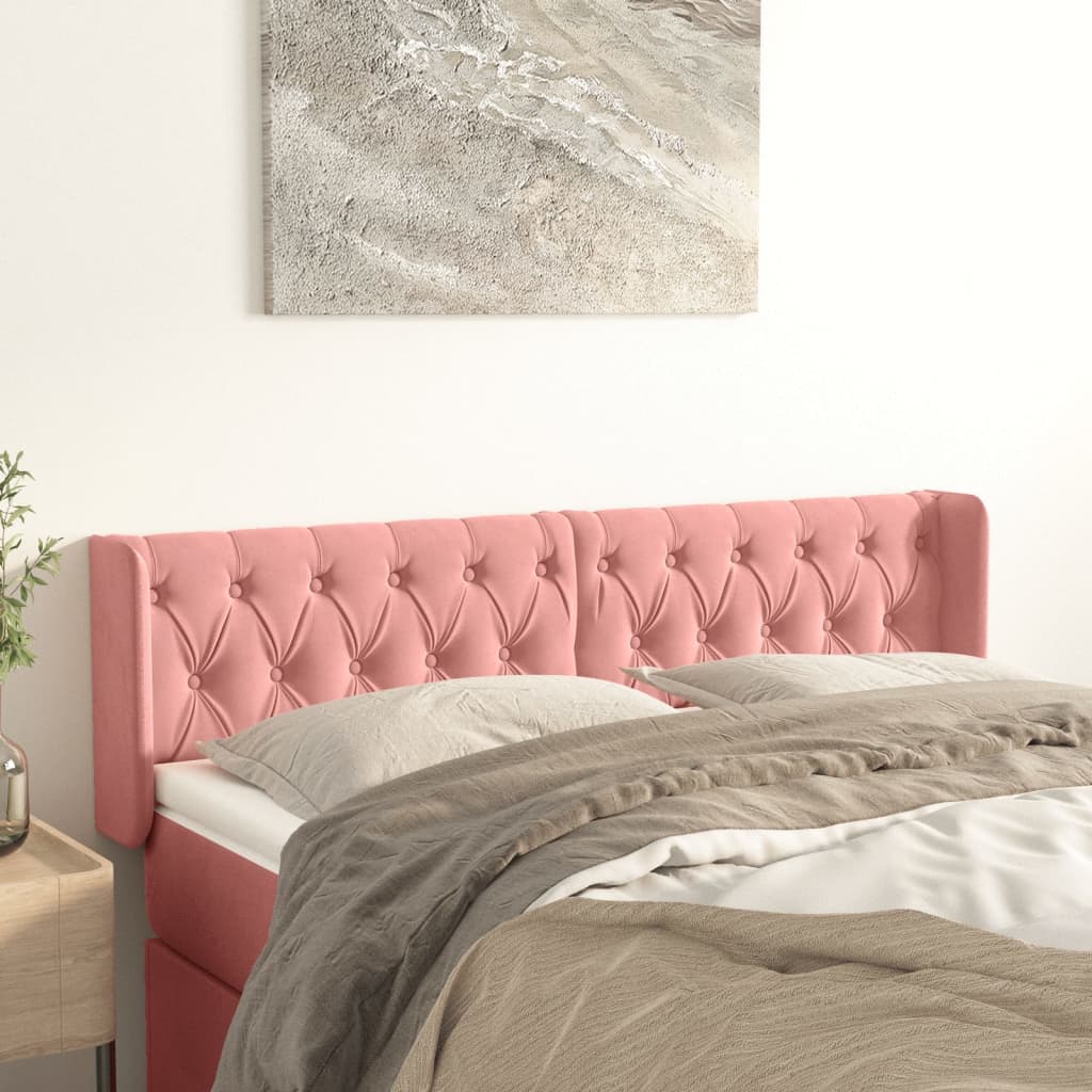 Tête de lit avec oreilles Rose 147x16x78/88 cm Velours - XIOS