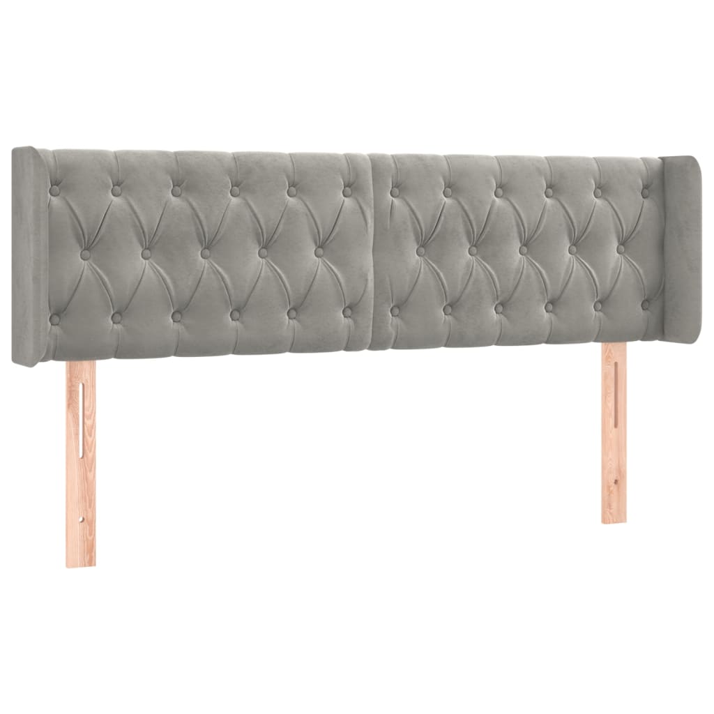Tête de lit avec oreilles Gris clair 163x16x78/88 cm Velours Têtes et pieds de lit vidaXL