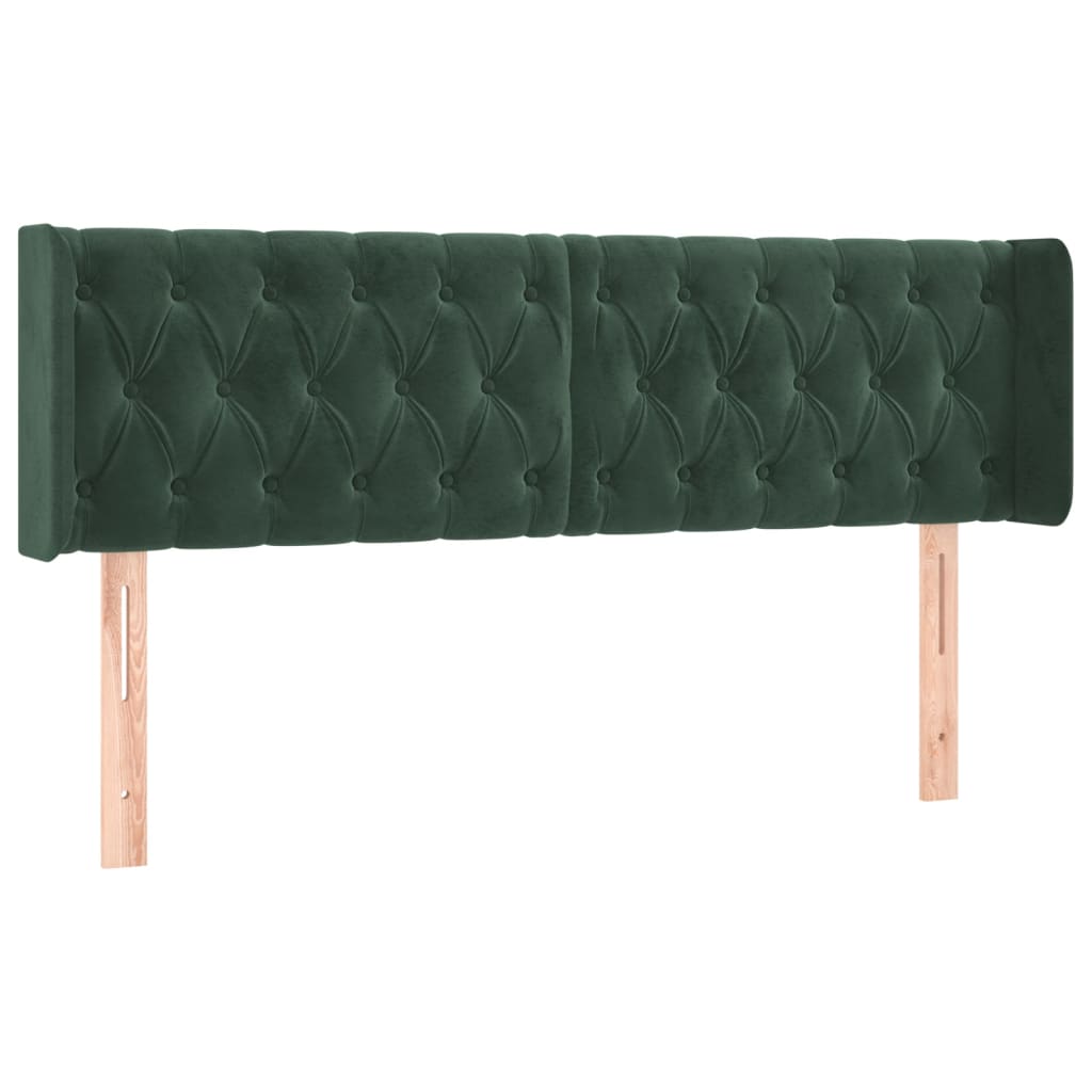 Tête de lit avec oreilles Vert foncé 163x16x78/88 cm Velours Têtes et pieds de lit vidaXL