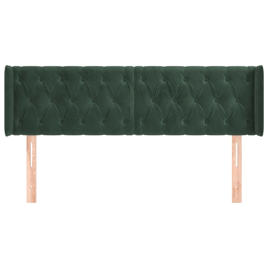 Tête de lit avec oreilles Vert foncé 163x16x78/88 cm Velours Têtes et pieds de lit vidaXL