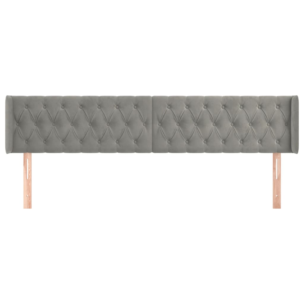 Tête de lit avec oreilles Gris clair 183x16x78/88 cm Velours - XIOS