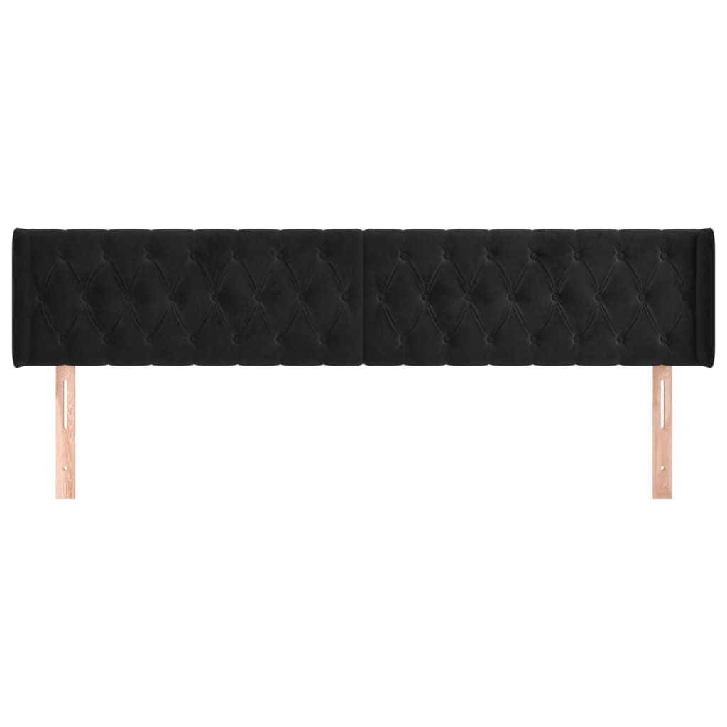 Tête de lit avec oreilles Noir 183x16x78/88 cm Velours - XIOS