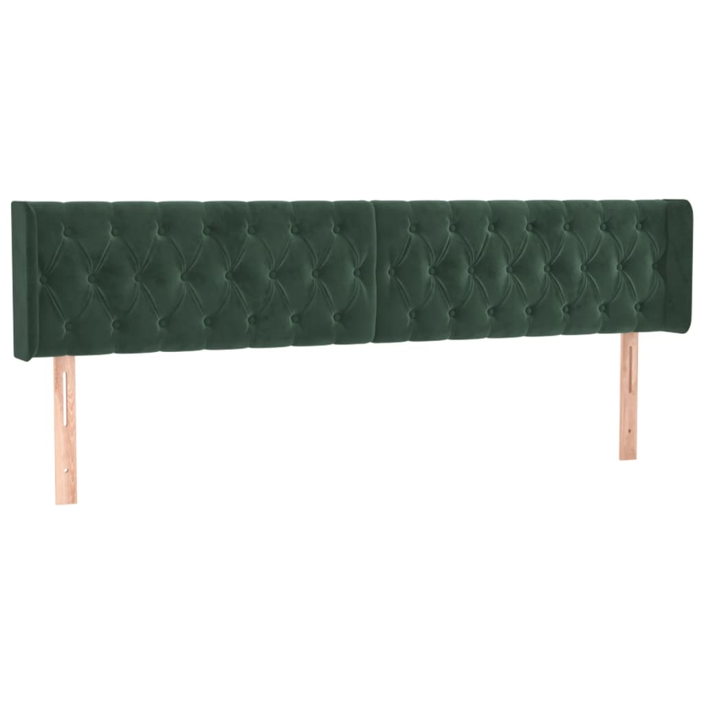 Tête de lit avec oreilles Vert foncé 203x16x78/88 cm Velours - XIOS