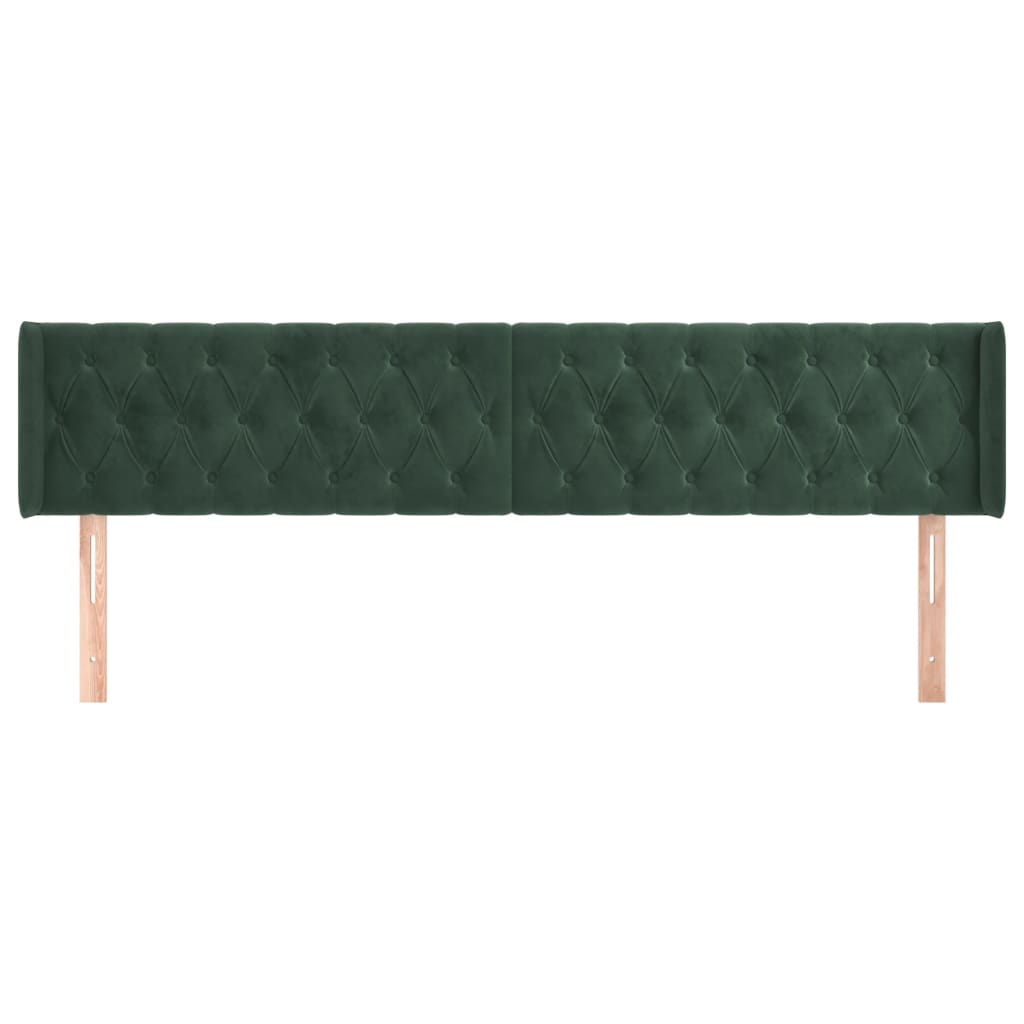 Tête de lit avec oreilles Vert foncé 203x16x78/88 cm Velours - XIOS