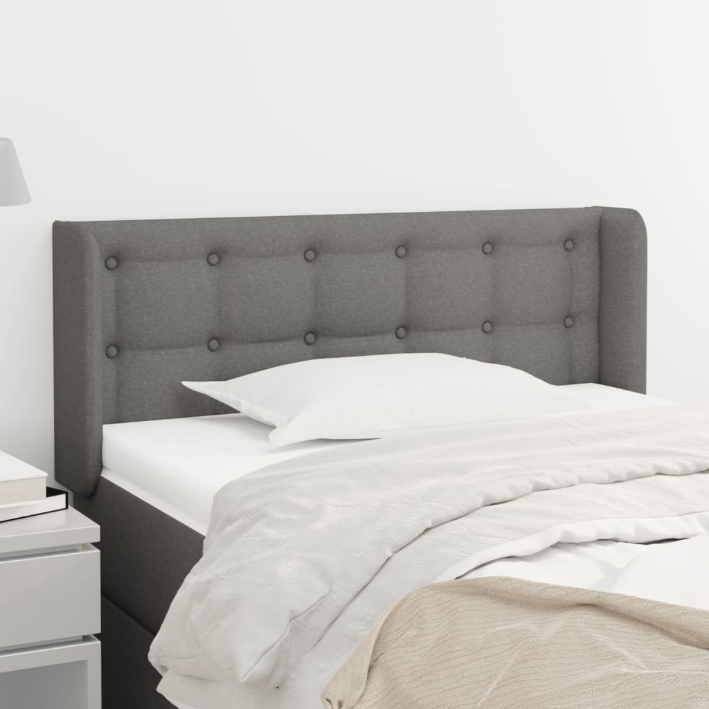 Tête de lit avec oreilles Gris foncé 83x16x78/88 cm Tissu - XIOS