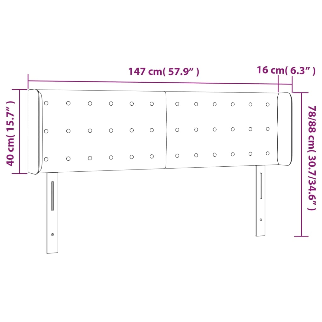 Tête de lit avec oreilles Gris clair 147x16x78/88 cm Tissu - XIOS