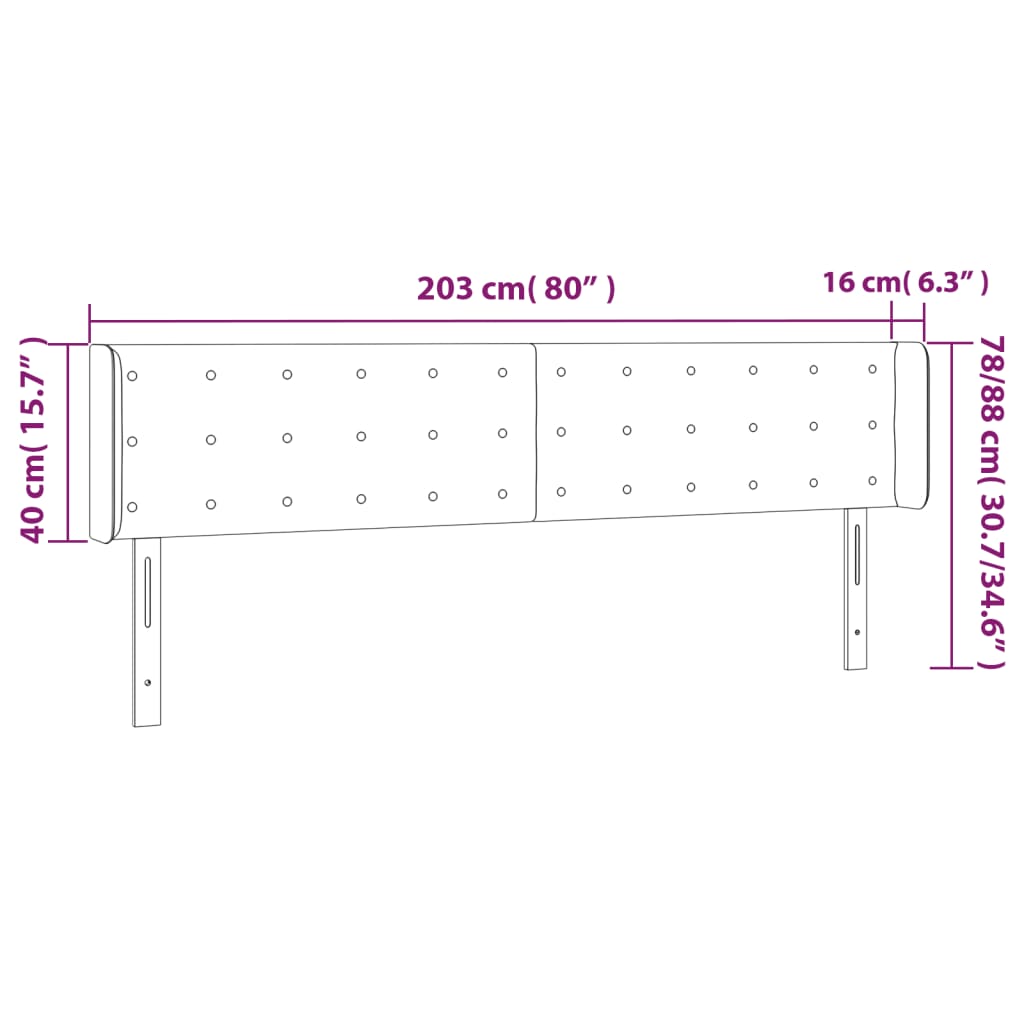 Tête de lit avec oreilles Marron Foncé 203x16x78/88 cm Tissu - XIOS