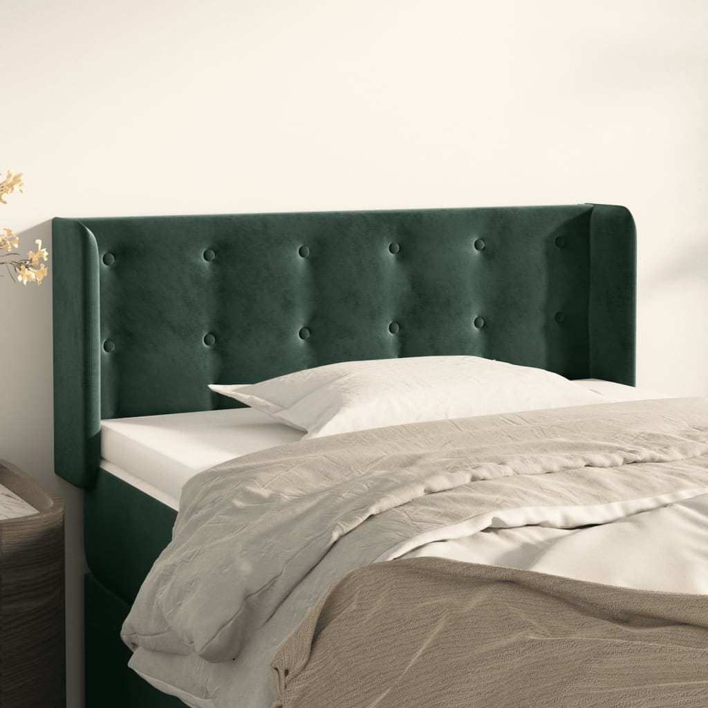 Tête de lit avec oreilles Vert foncé 83x16x78/88 cm Velours - XIOS