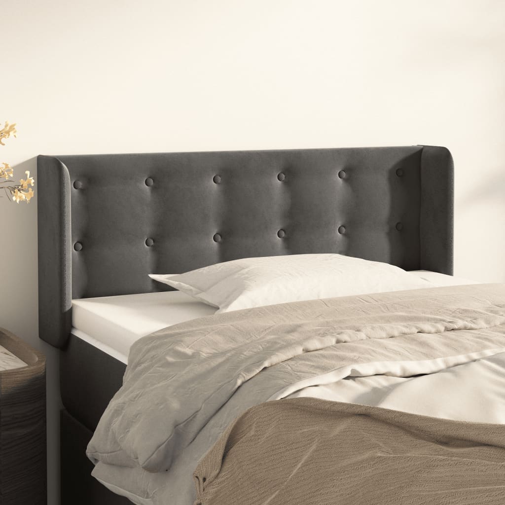 Tête de lit avec oreilles Gris foncé 103x16x78/88 cm Velours - XIOS