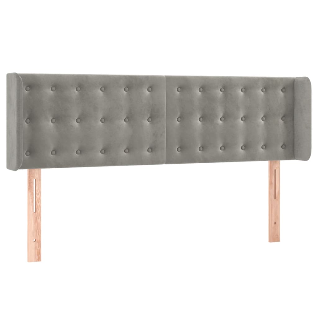 Tête de lit avec oreilles Gris clair 147x16x78/88 cm Velours - XIOS