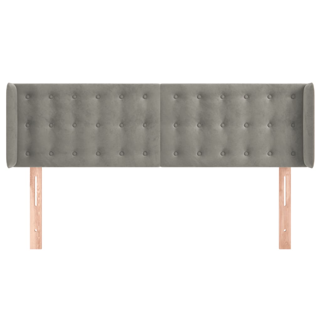 Tête de lit avec oreilles Gris clair 147x16x78/88 cm Velours - XIOS