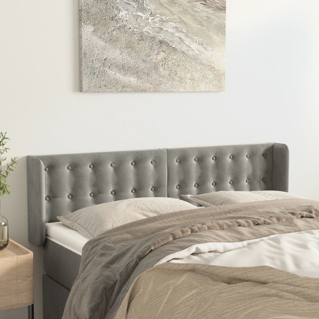 Tête de lit avec oreilles Gris clair 147x16x78/88 cm Velours - XIOS