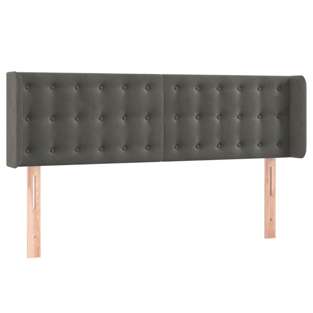 Tête de lit avec oreilles Gris foncé 147x16x78/88 cm Velours - XIOS