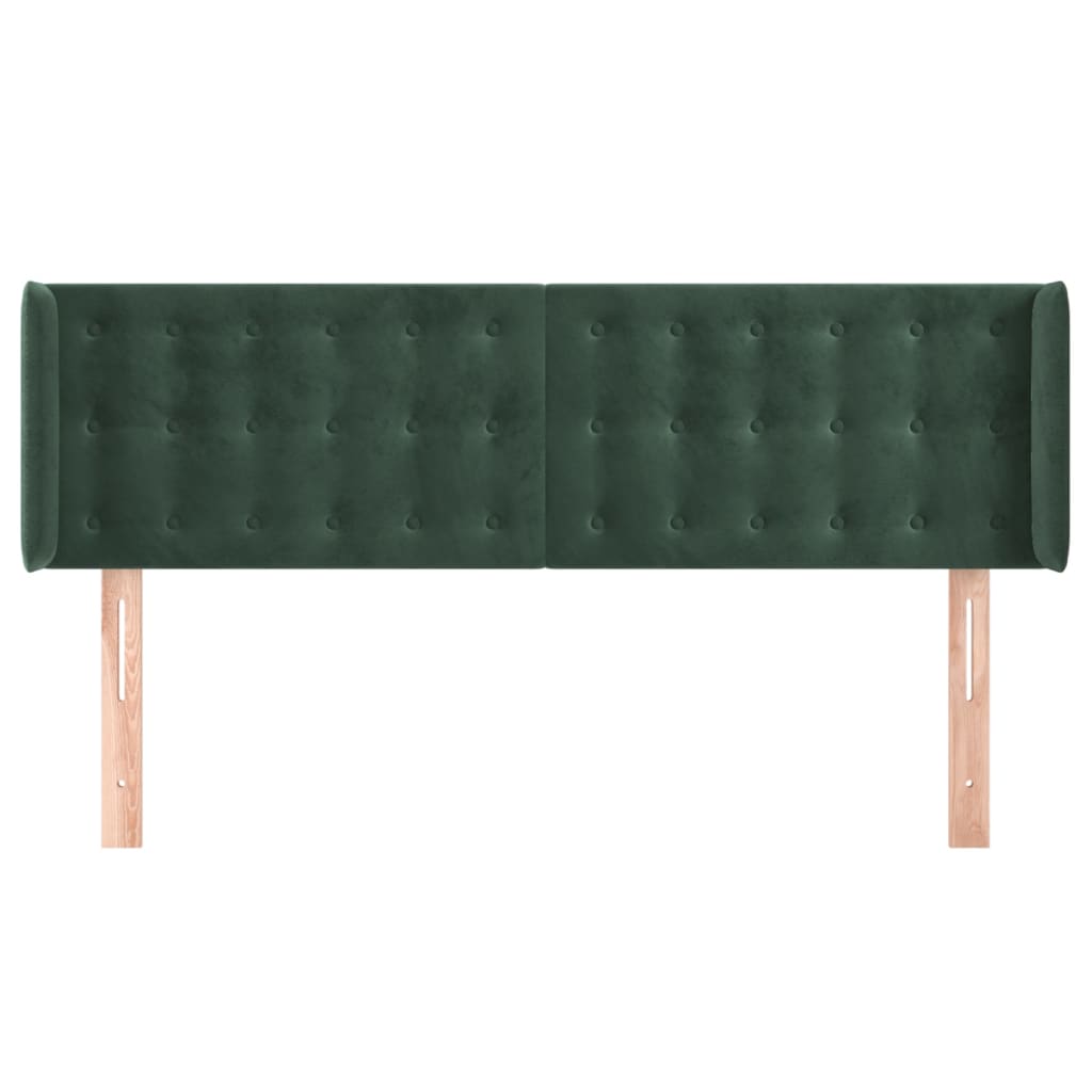 Tête de lit avec oreilles Vert foncé 147x16x78/88 cm Velours - XIOS