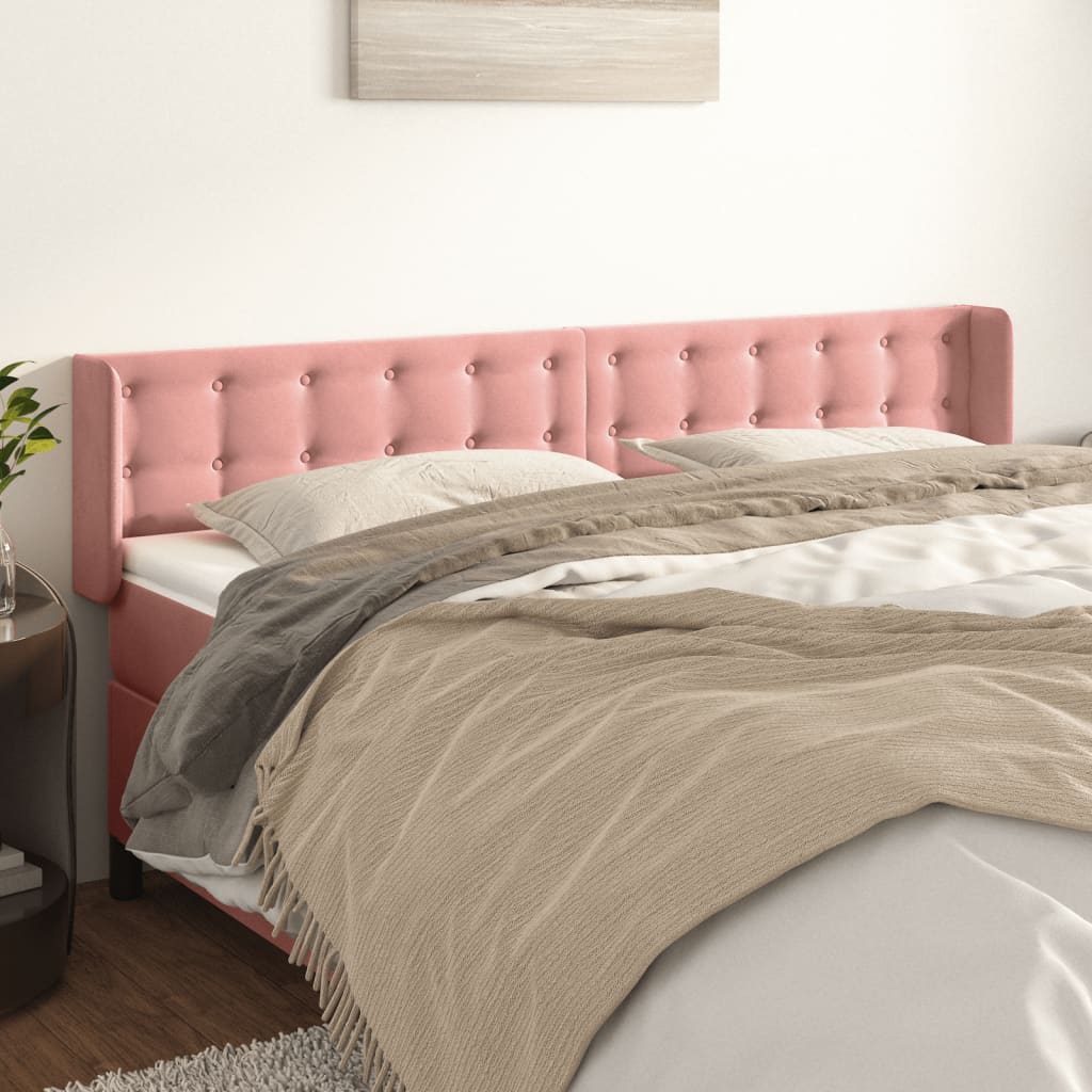 Tête de lit avec oreilles Rose 163x16x78/88 cm Velours - XIOS