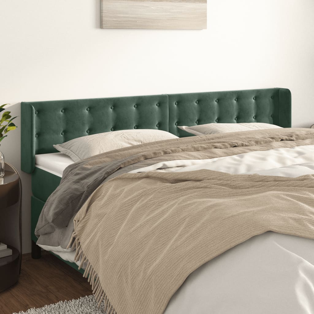 Tête de lit avec oreilles Vert foncé 183x16x78/88 cm Velours - XIOS