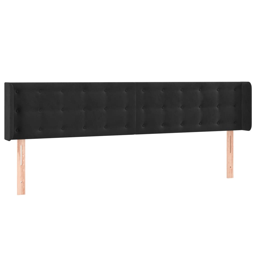 Tête de lit avec oreilles Noir 203x16x78/88 cm Velours - XIOS