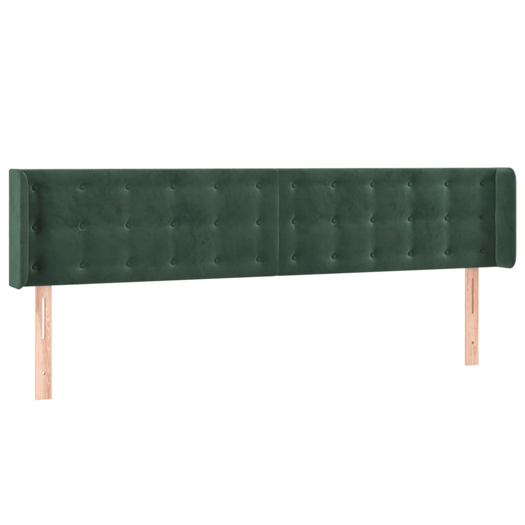 Tête de lit avec oreilles Vert foncé 203x16x78/88 cm Velours - XIOS