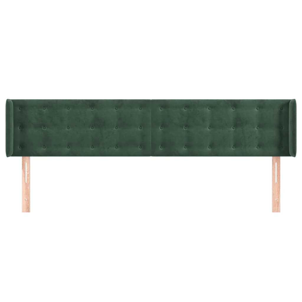 Tête de lit avec oreilles Vert foncé 203x16x78/88 cm Velours - XIOS