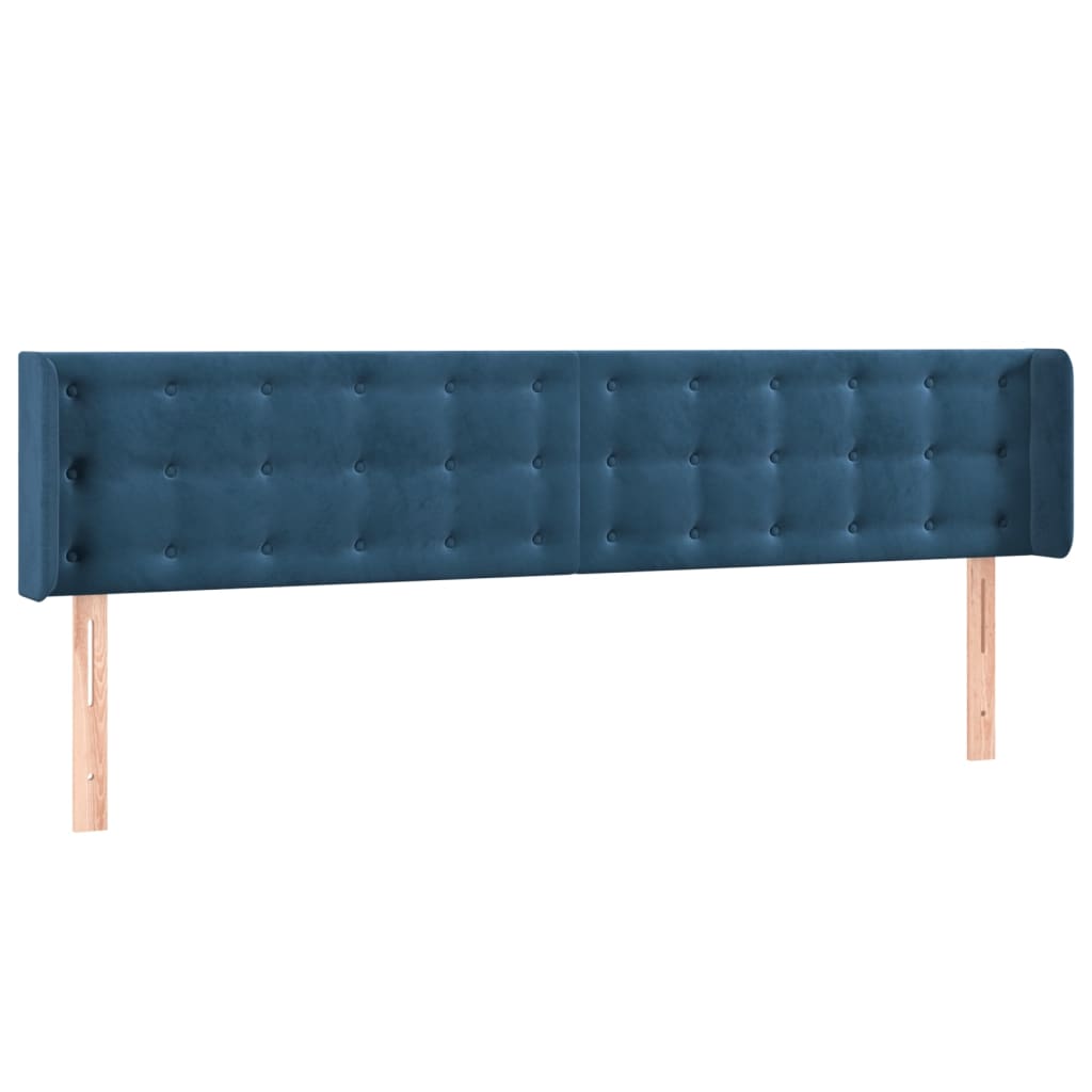 Tête de lit avec oreilles Bleu foncé 203x16x78/88 cm Velours - XIOS