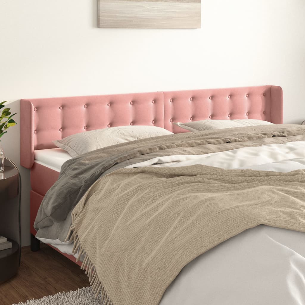 Tête de lit avec oreilles Rose 203x16x78/88 cm Velours - XIOS