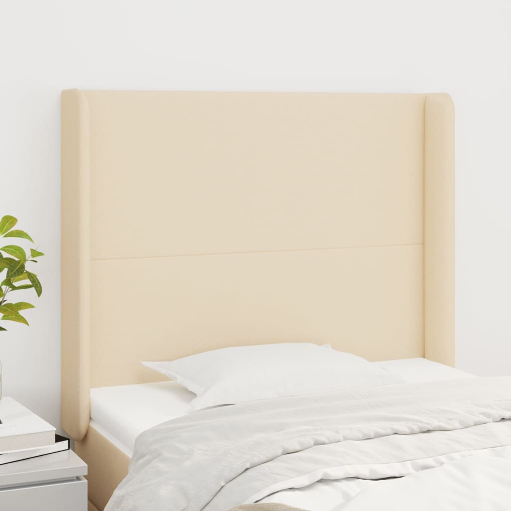 Tête de lit avec oreilles Crème 83x16x118/128 cm Tissu - XIOS