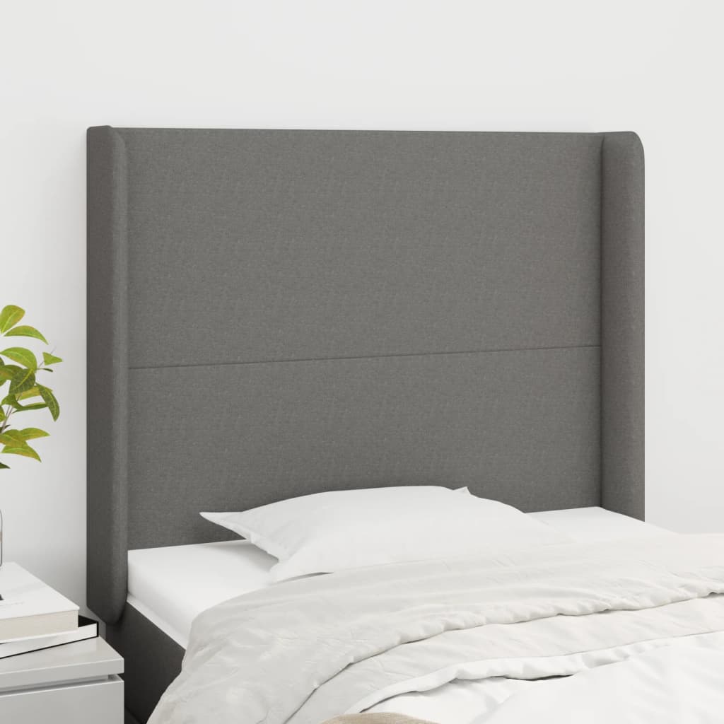 Tête de lit avec oreilles Gris foncé 93x16x118/128 cm Tissu - XIOS