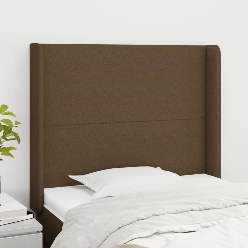 Tête de lit avec oreilles Marron foncé 93x16x118/128 cm Tissu - XIOS