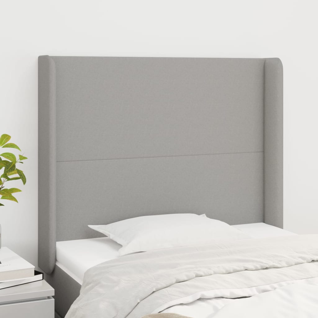 Tête de lit avec oreilles Gris clair 103x16x118/128 cm Tissu - XIOS