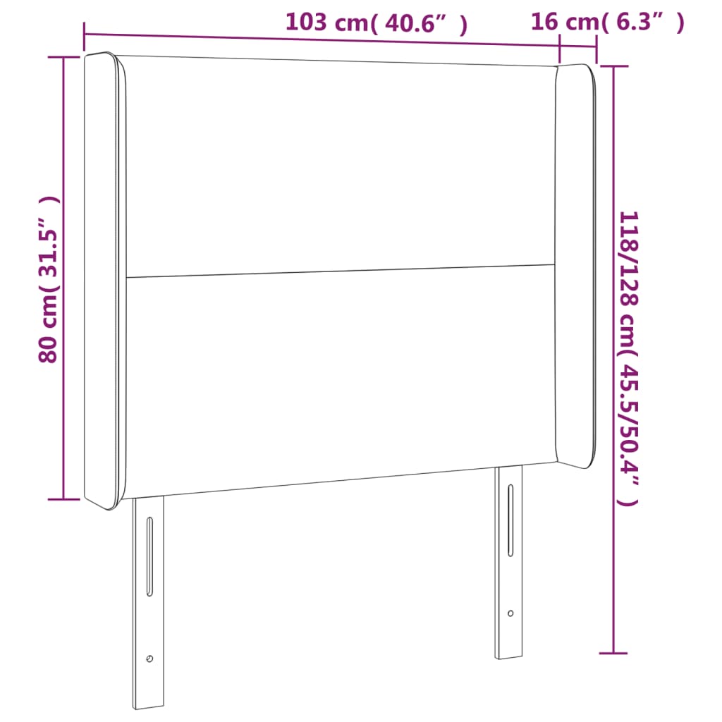 Tête de lit avec oreilles Noir 103x16x118/128 cm Tissu - XIOS