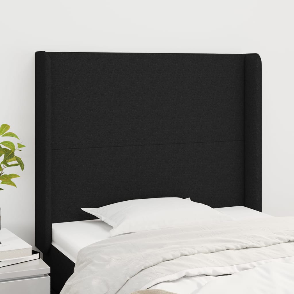 Tête de lit avec oreilles Noir 103x16x118/128 cm Tissu - XIOS