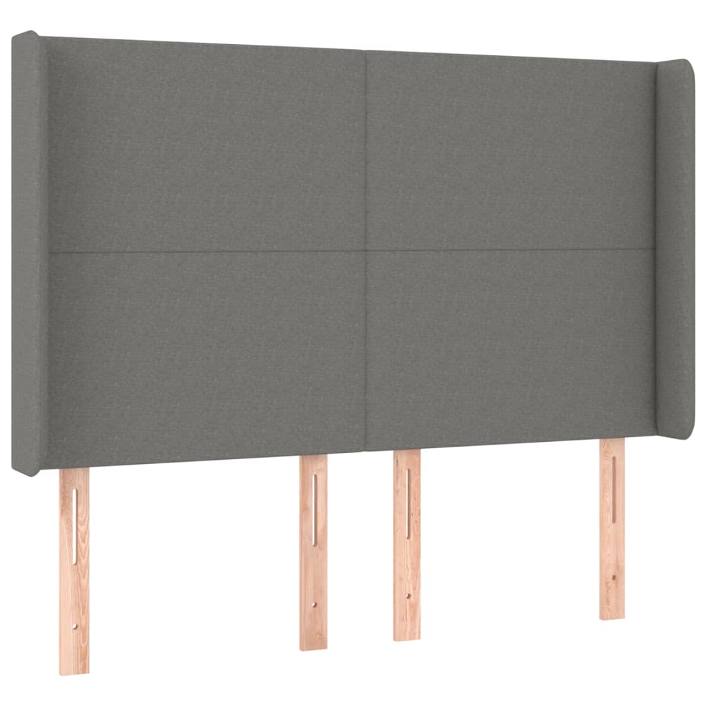 Tête de lit avec oreilles Gris foncé 147x16x118/128 cm Tissu Têtes et pieds de lit vidaXL